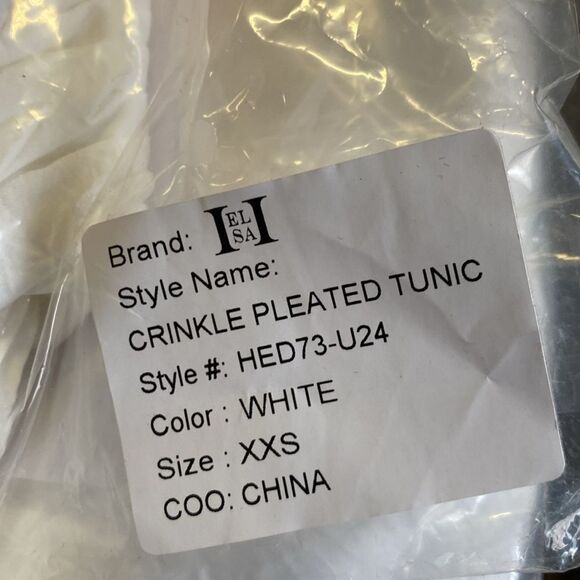 NWT HELSA Crinkle Pleated Tunic white smocked baby doll top blouse Revolve XXS - Picture 11 of 11